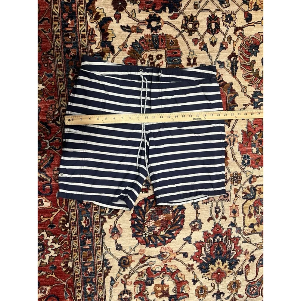 Men’s J.Crew Blue and White Nautical Stripe Swim Shorts Size 34